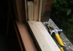 Sill after being splice repaired including styles