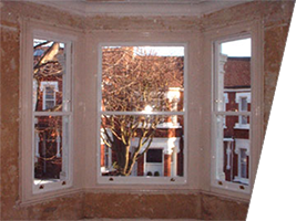 Bay sash window overhaul & draught proof ready for decoration