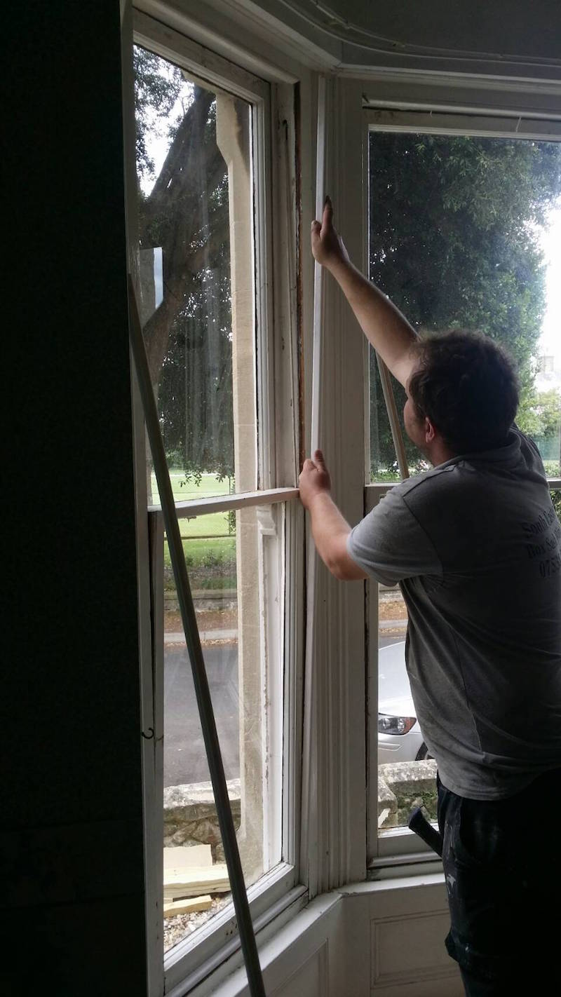 Attaching staff bead prior to complete a draught proofing system