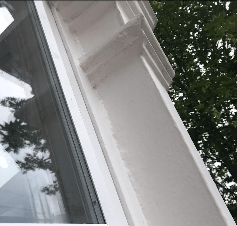 A close up look inside our double glazed sash windows at the double glazed unit