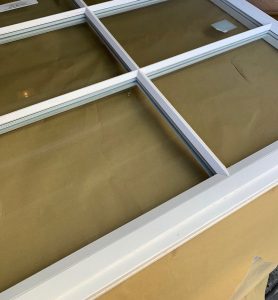 Notice how the edge is cut out and rebated from this double glazed sash window? This is to allow the sash to pass the front cheek of the frame.