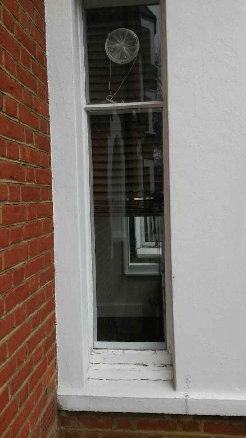 A sash window sealed to reduce costs but vent installed to assist airflow if necessary.
